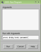 Program->Run...->Arguments