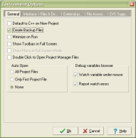 Tools->Environment Options->General->Create Backup Files